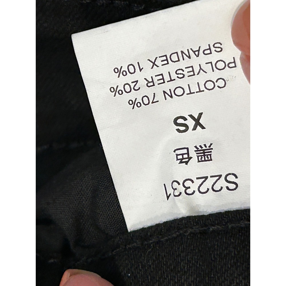 Ettelo XS Black Denim Mini Skirt Asymmetrical Frayed Hem Grunge Casual‎ - Picture 3 of 5